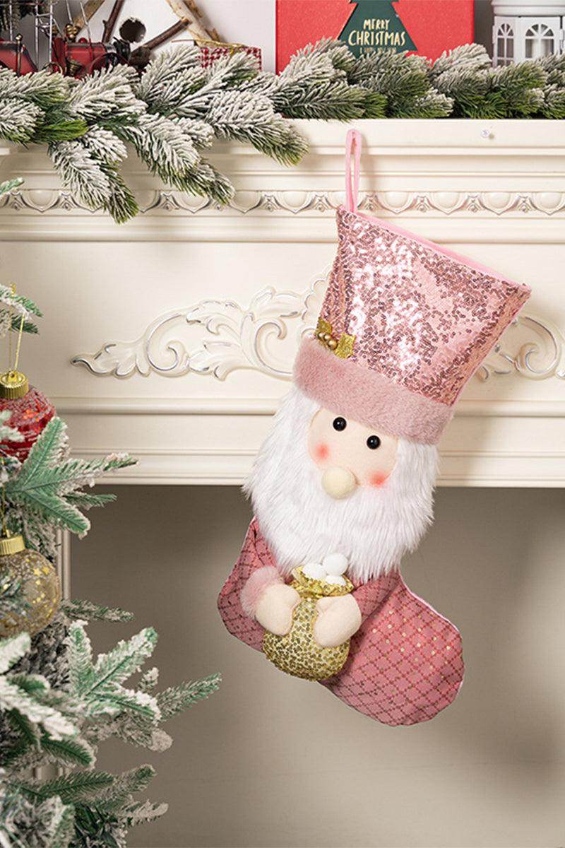 Christmas decorations European pink sequin gift socks 837007874031 - COCOMELODY